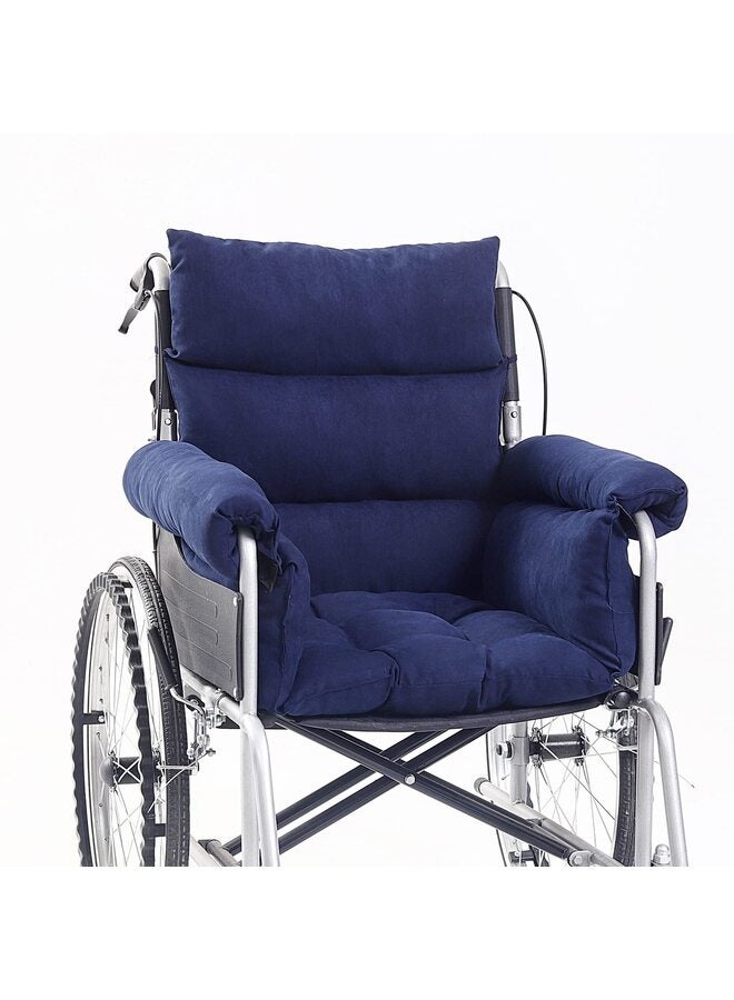 وسادة كرسي متحرك، لتخفيف الألم، مع غطاء لمسند الذراع. تدعم عظم العصعص والظهر، مانعة للانزلاق (أزرق) - Image 2